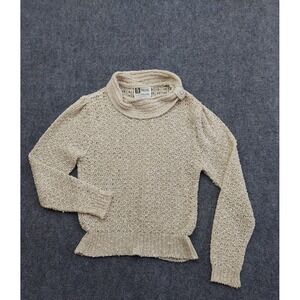 Pallas Sweater Womens Medium Beige Ireland Irish Linen Pullover Hand Loomed